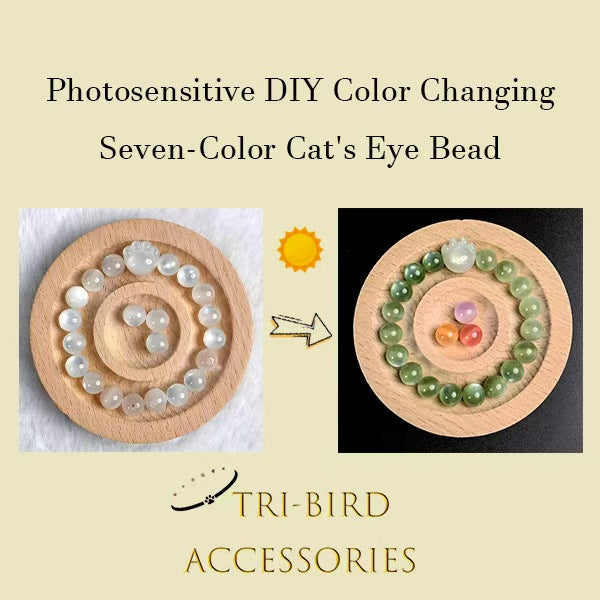 10mm【personal】 UV Color-Changing Beads | Rainbow Craft Spacer Beads | DIY Bracelet Making Bulk | Cat Eye Sun-Activated Glitter Beads
