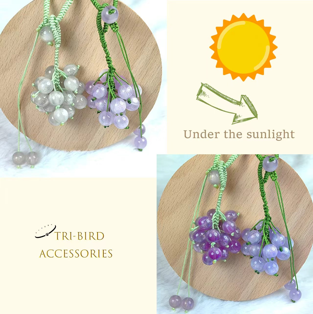 【Fortune Grapes】New Chinese Style Summer Red Grape Charm Keychain for Wealth & Prosperity