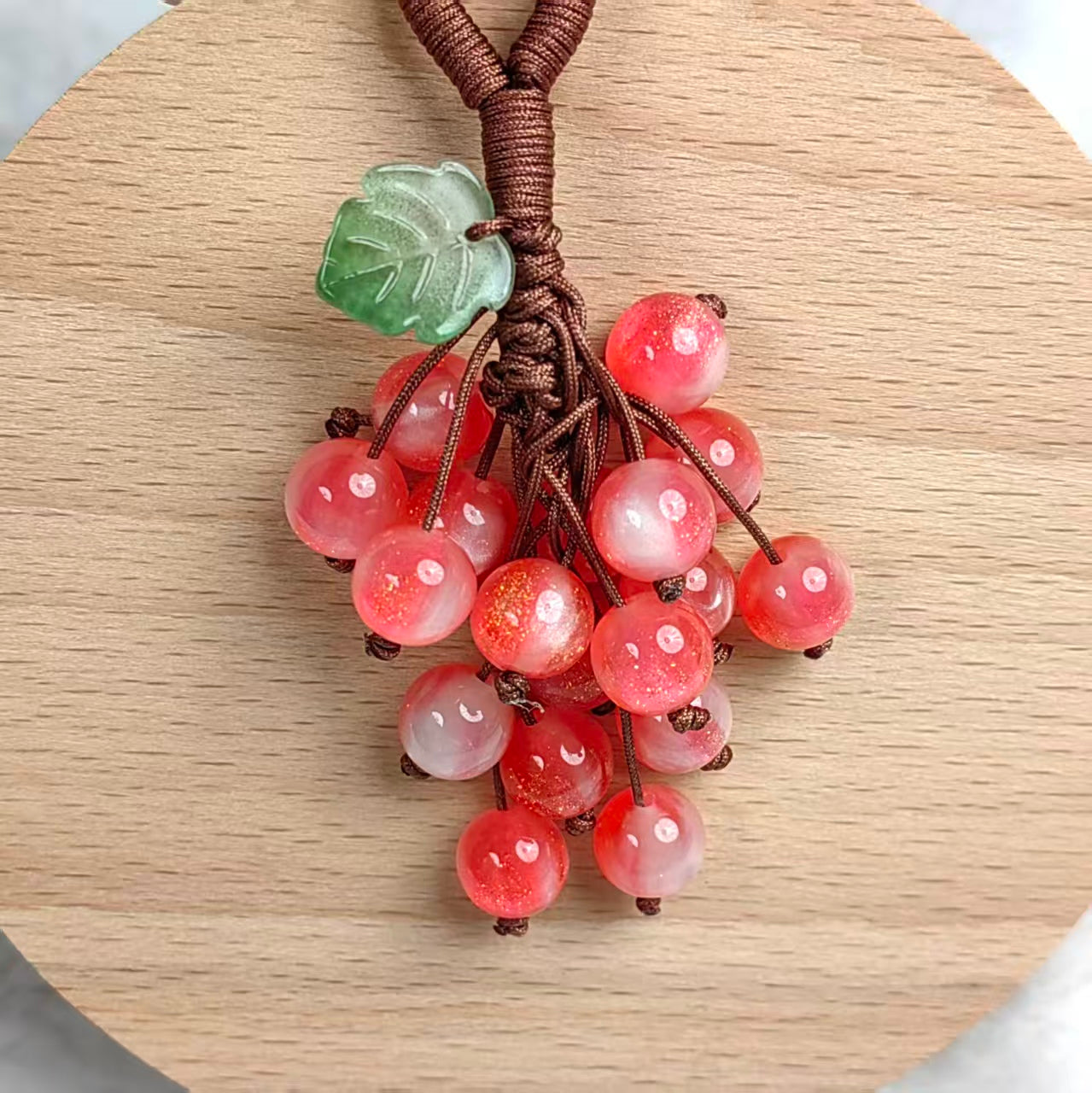 【Fortune Grapes】New Chinese Style Summer Red Grape Charm Keychain for Wealth & Prosperity