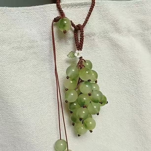 【Fortune Grapes】New Chinese Style Summer Red Grape Charm Keychain for Wealth & Prosperity