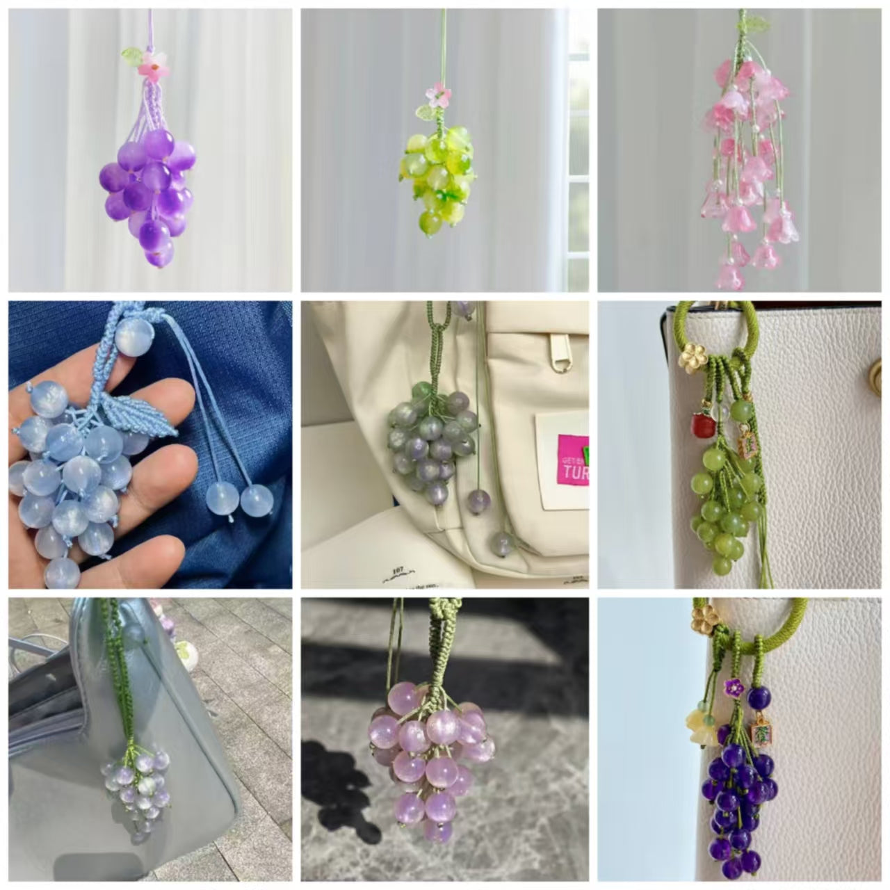 【Fortune Grapes】New Chinese Style Summer Red Grape Charm Keychain for Wealth & Prosperity