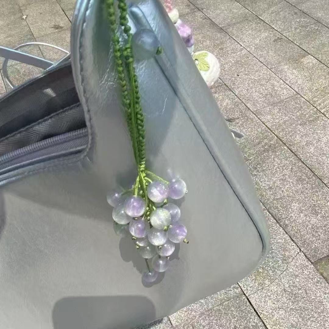 【Fortune Grapes】New Chinese Style Summer Red Grape Charm Keychain for Wealth & Prosperity