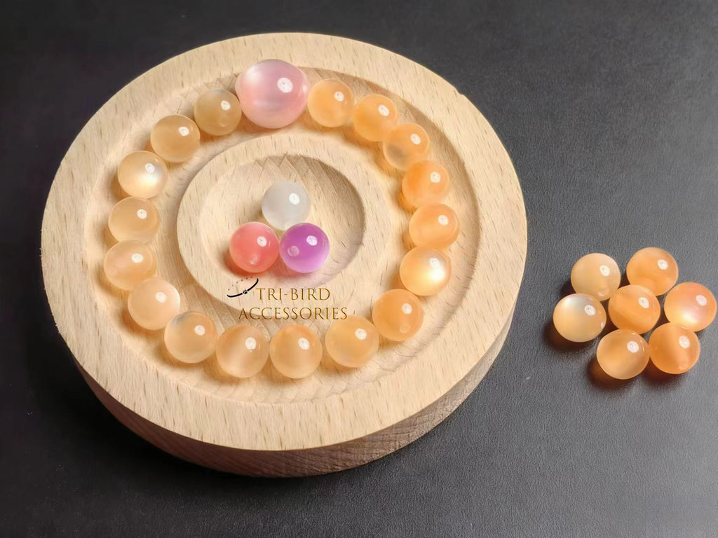 Resin cat eye beads - color-changing simulated cat eye stone round beads for DIY bracelets & necklaces crafting (12mm)