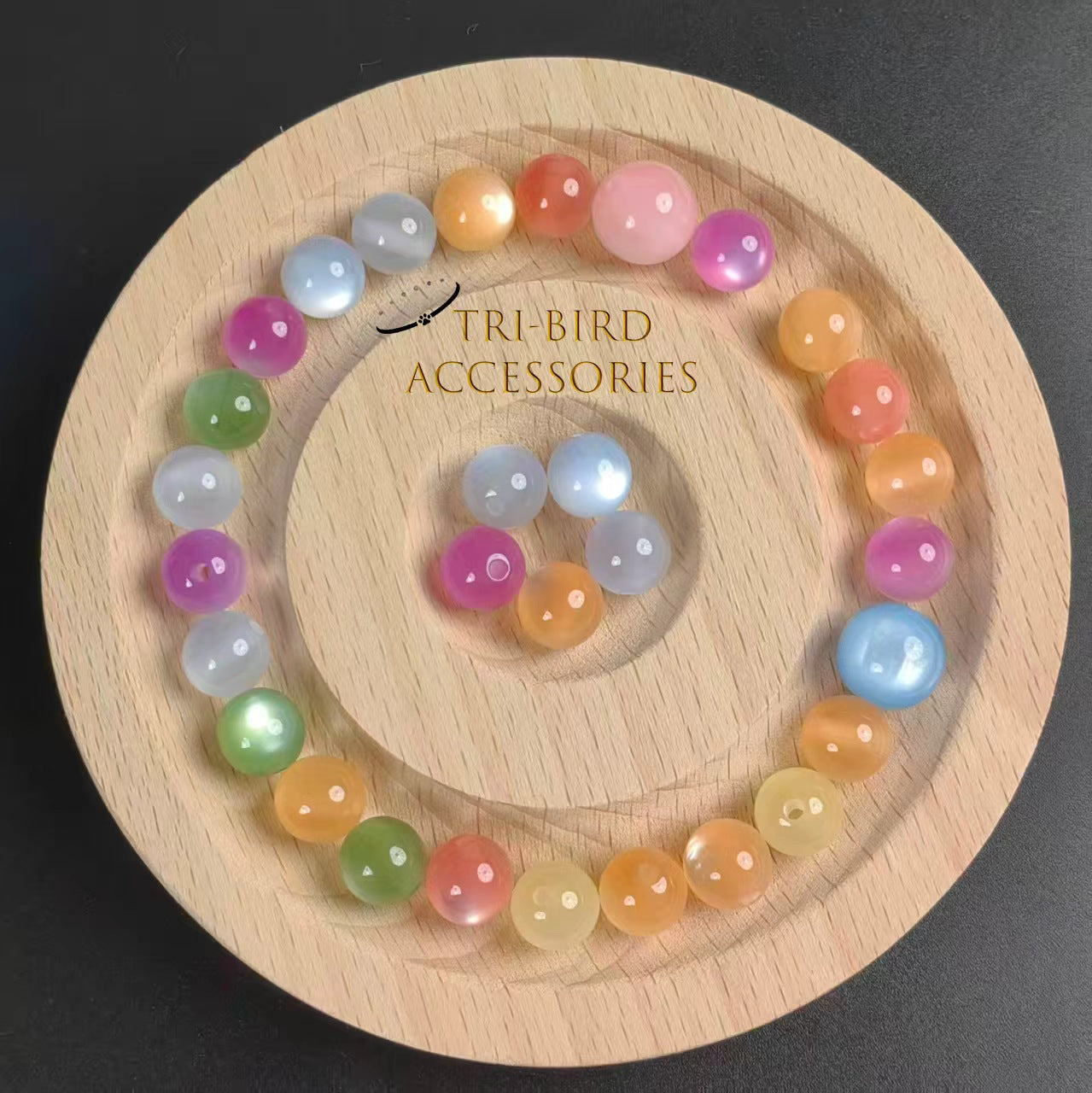 10mm【personal】 UV Color-Changing Beads | Rainbow Craft Spacer Beads | DIY Bracelet Making Bulk | Cat Eye Sun-Activated Glitter Beads