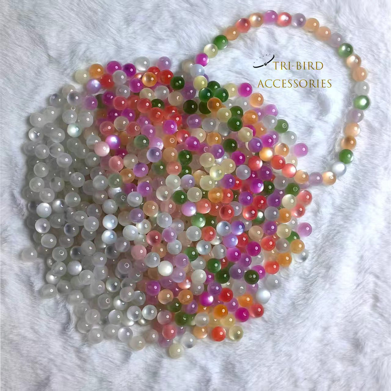 Resin cat eye beads - color-changing simulated cat eye stone round beads for DIY bracelets & necklaces crafting (12mm)