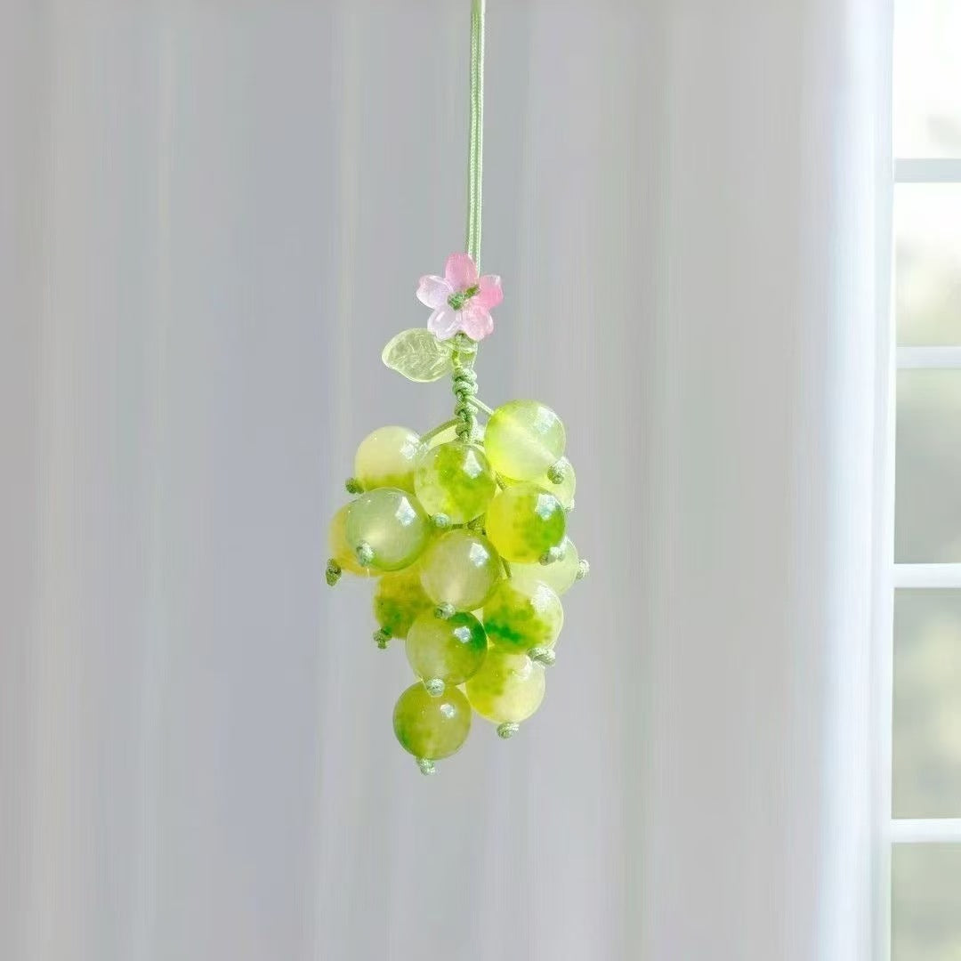 【Fortune Grapes】New Chinese Style Summer Red Grape Charm Keychain for Wealth & Prosperity