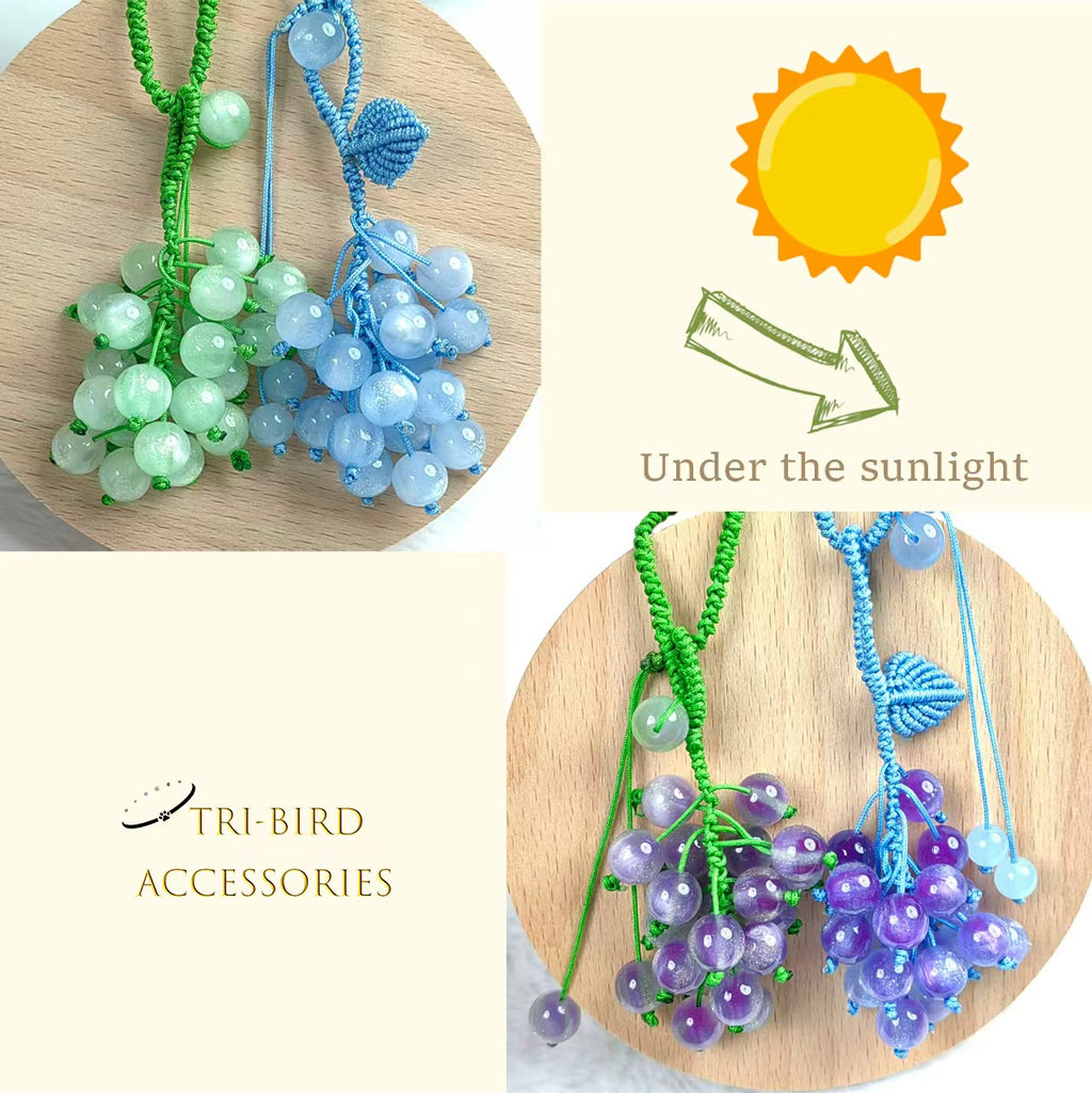 【Fortune Grapes】New Chinese Style Summer Red Grape Charm Keychain for Wealth & Prosperity