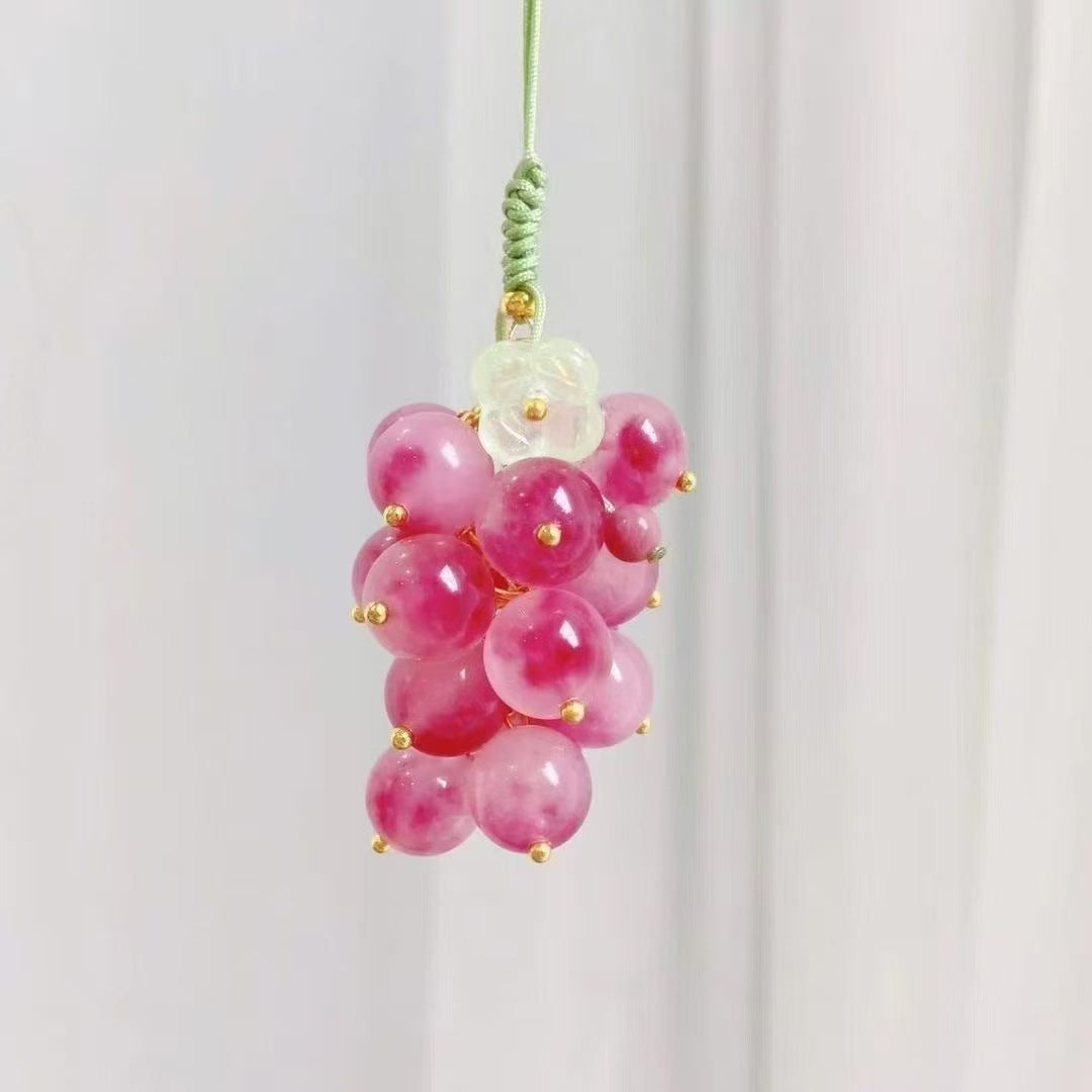 【Fortune Grapes】New Chinese Style Summer Red Grape Charm Keychain for Wealth & Prosperity
