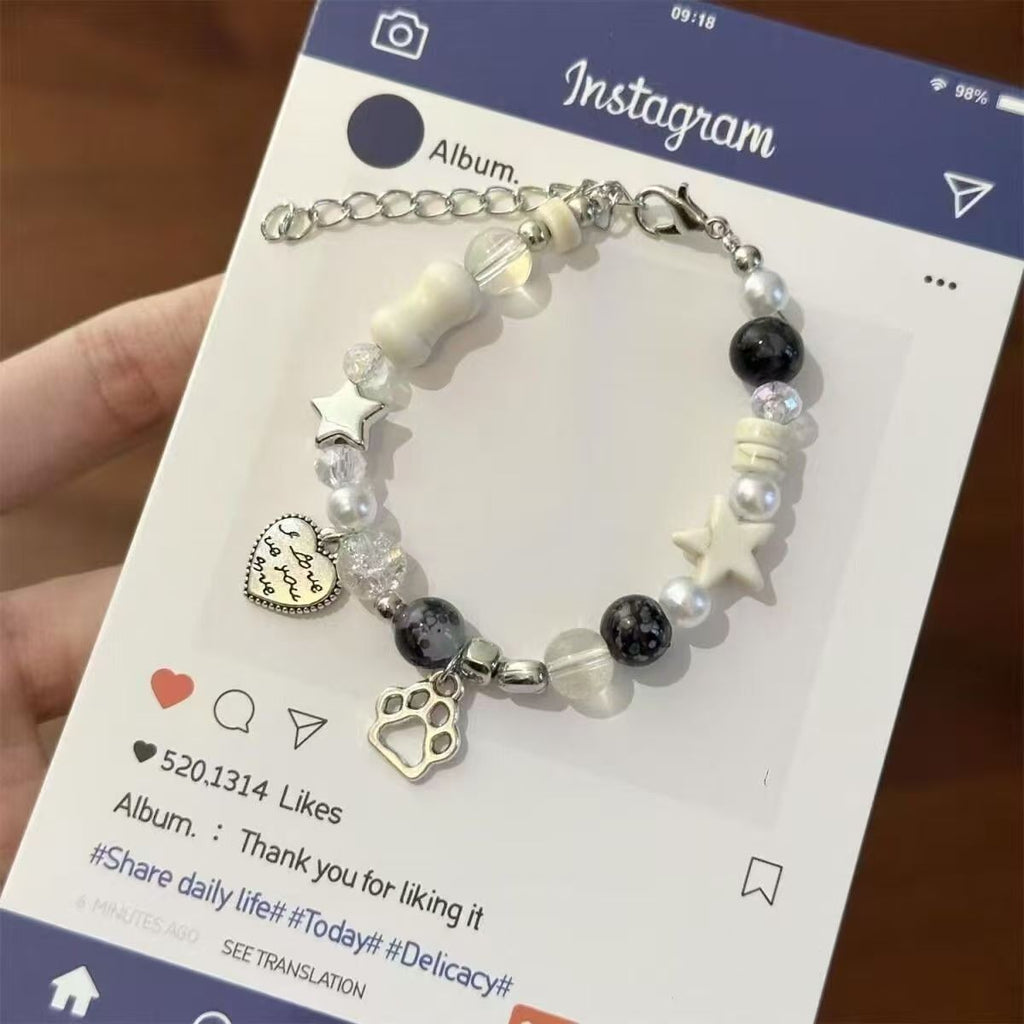 Cat Bead Stretch Bracelet - Dainty, Chic & Playful Animal Jewelry for Women