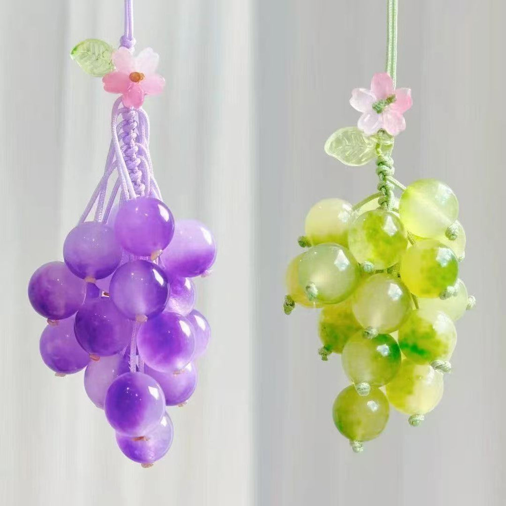 【Fortune Grapes】New Chinese Style Summer Red Grape Charm Keychain for Wealth & Prosperity
